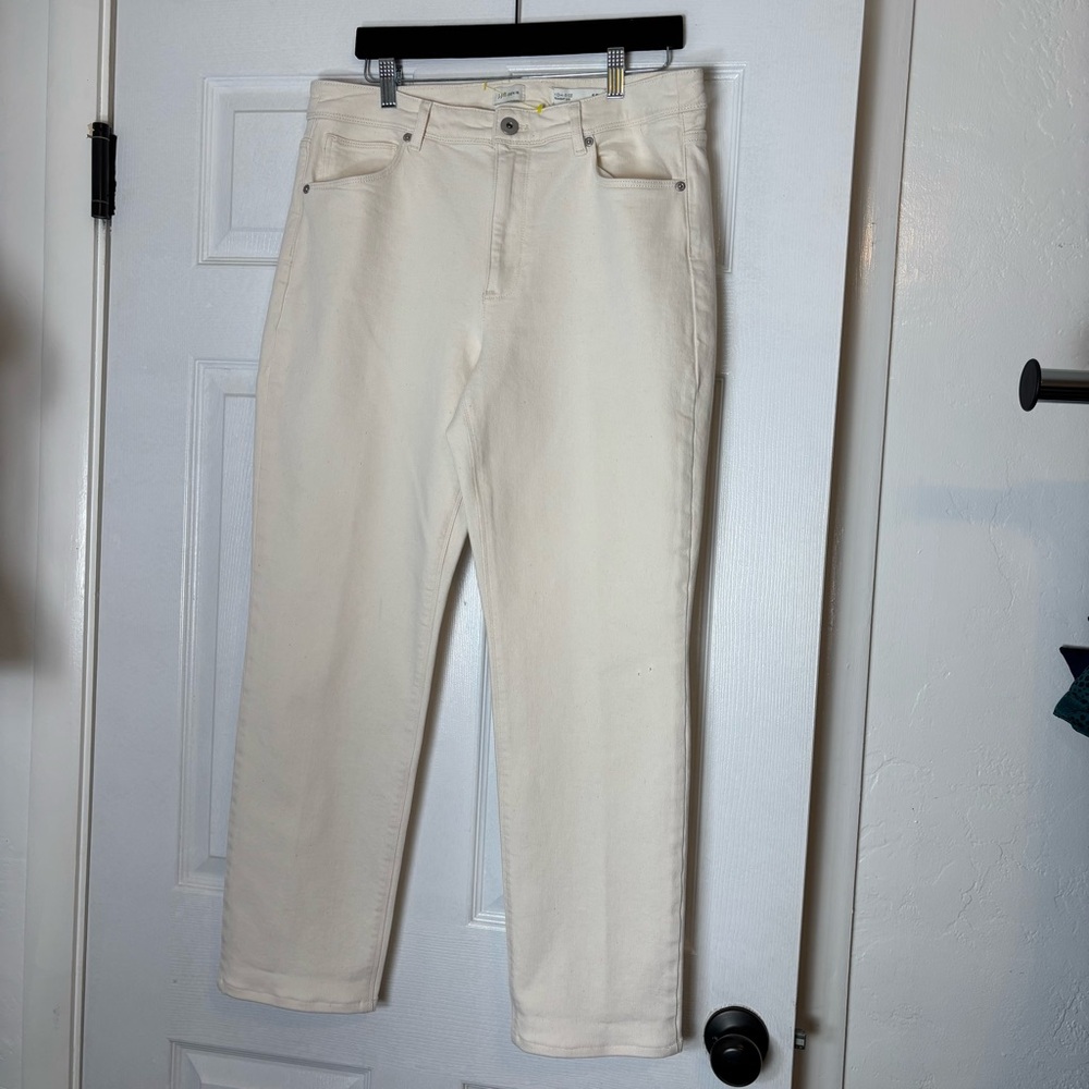 J Jill High Rise Cotton Cream Stretch Straight Leg Denim Jeans 12R